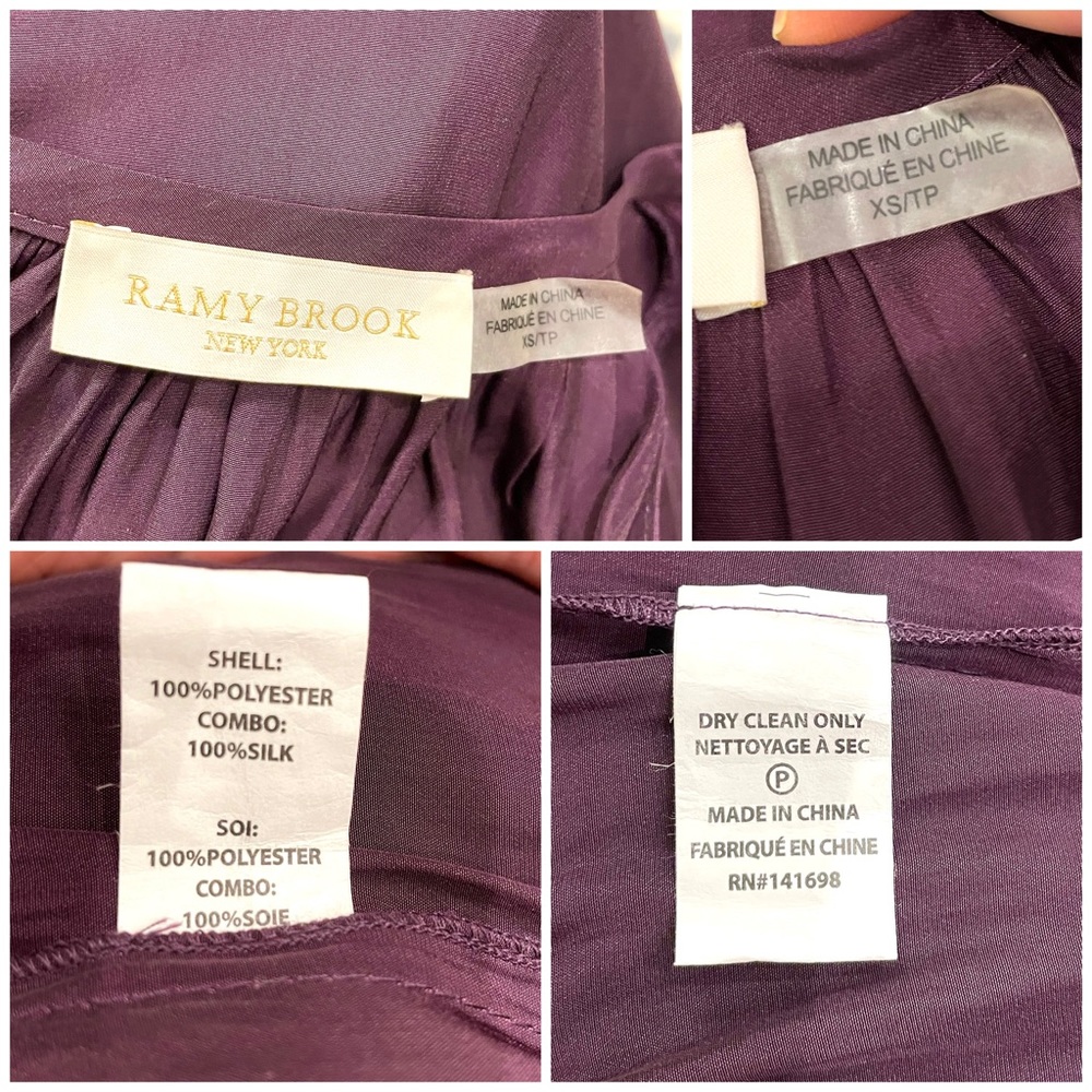 Ramy Brook Wine/ Merlot Cold Shoulder Silk Blend Blouse - Picture 11 of 12